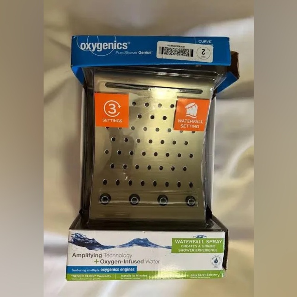 Oxygenics 43568 Curve 3-Setting Brushed Nickel Rain Shower System